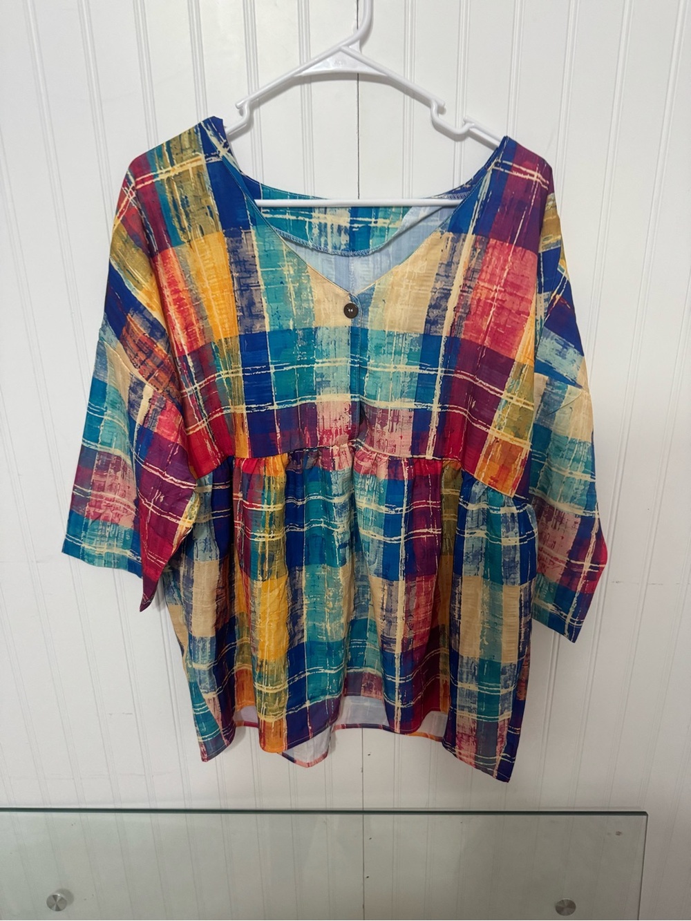 Women’s Multicolor Plaid Peplum Top - Casual Layered Style